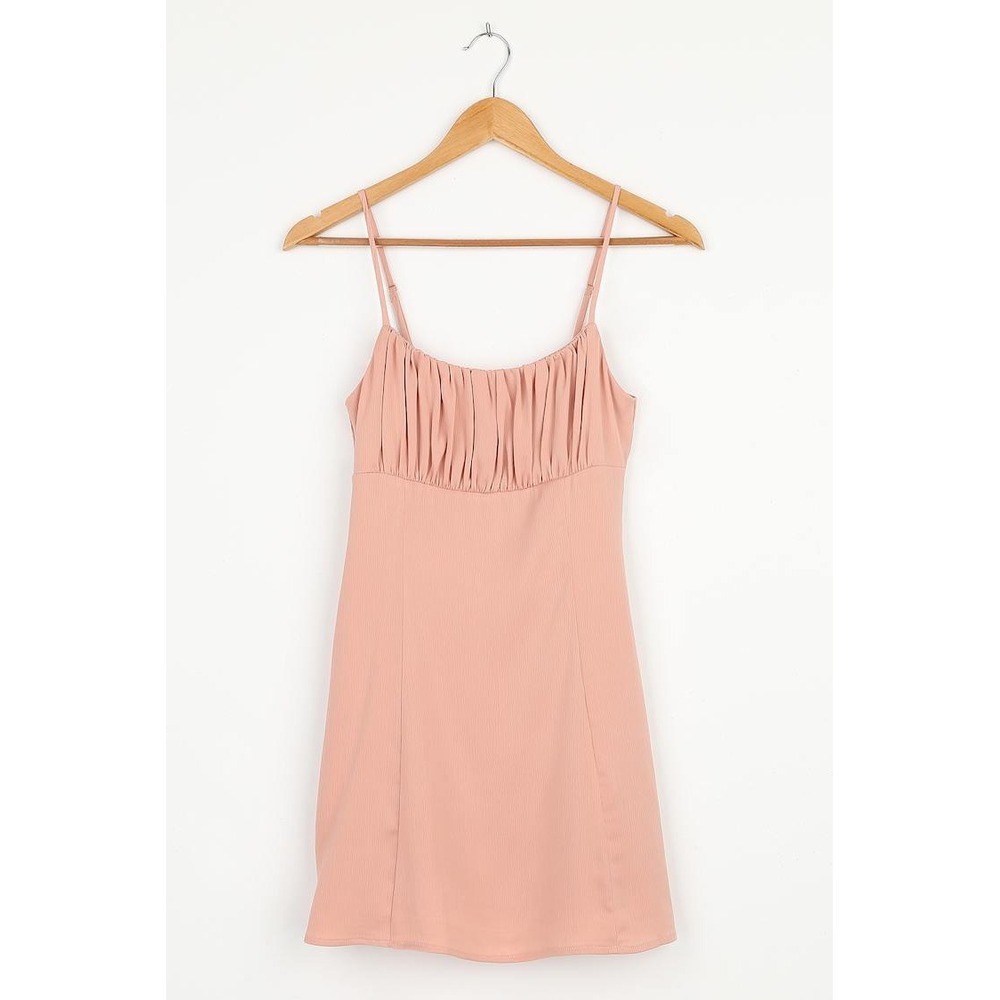 Lulus Mini Dress Womens Medium‎ Peach Heart of My Heart Ruched Bust Party
